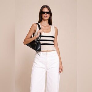 The Upside Textured Knit Top in Cream and Black